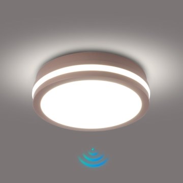 Brilagi - LED външно таванно осветително тяло с сензор BENE LED/18W/230V Ø 21,5 см кафяво IP54
