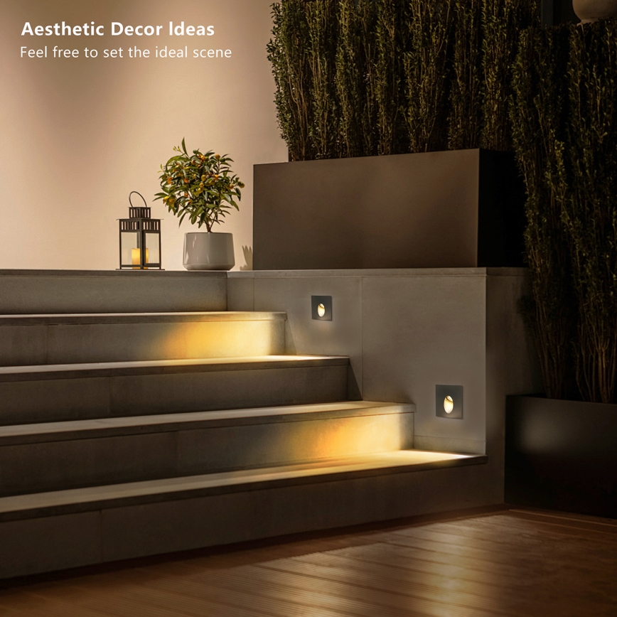 Brilagi - LED външно вградено осветително тяло STAIRDOT LED/2W/230V черно IP65 квадратно