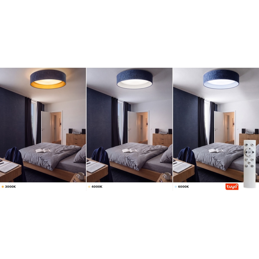 Brilagi - LED димируемо таванно осветително тяло VELVET SMARTIX LED/24W/230V 3000-6000K Ø 45 см, синьо, Wi‑Fi Tuya Beacon + дистанционно управление
