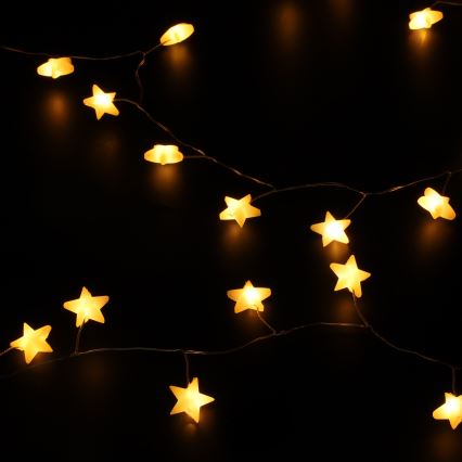 Brilagi - LED коледен гирлянд 40xLED/3xAA 1,8m топла бяла звезди