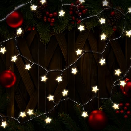 Brilagi - LED коледен гирлянд 40xLED/3xAA 1,8m топла бяла звезди