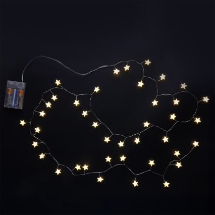 Brilagi - LED коледен гирлянд 40xLED/3xAA 1,8m топла бяла звезди