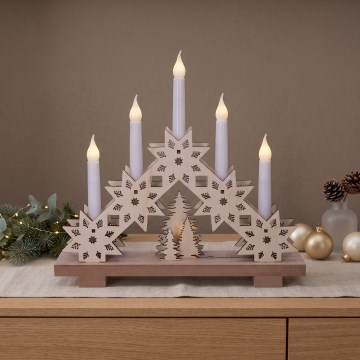 BRILAGI - LED Коледен свещник 5xLED/2xAA бежов