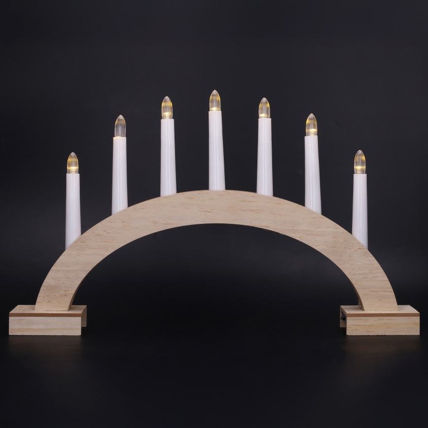 BRILAGI - LED Коледен свещник 7xLED/2xAA бежов/бял