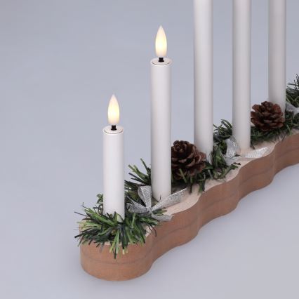 BRILAGI - LED коледен свещник 7xLED/2xAA бежов/бял