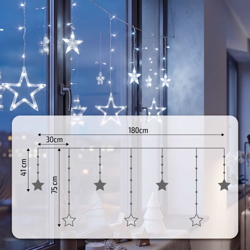 BRILAGI - LED Коледна завеса 77xLED/3xAA/USB 1,8м студено бял