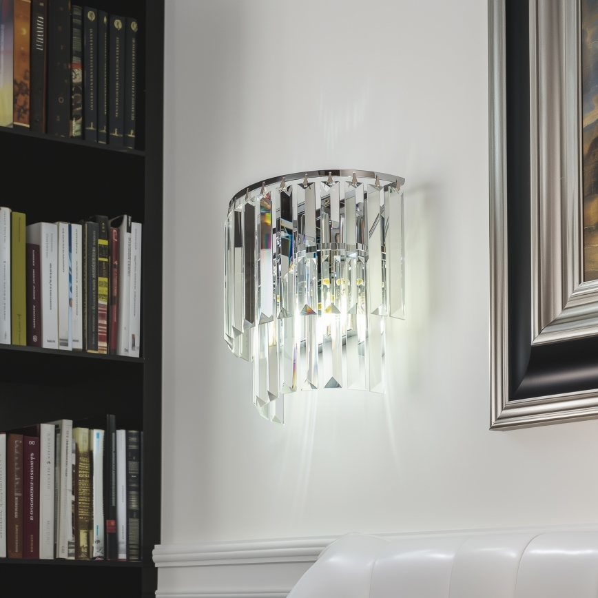 Brilagi - LED Кристален аплик MOZART 2xE14/40W/230V лъскав хром
