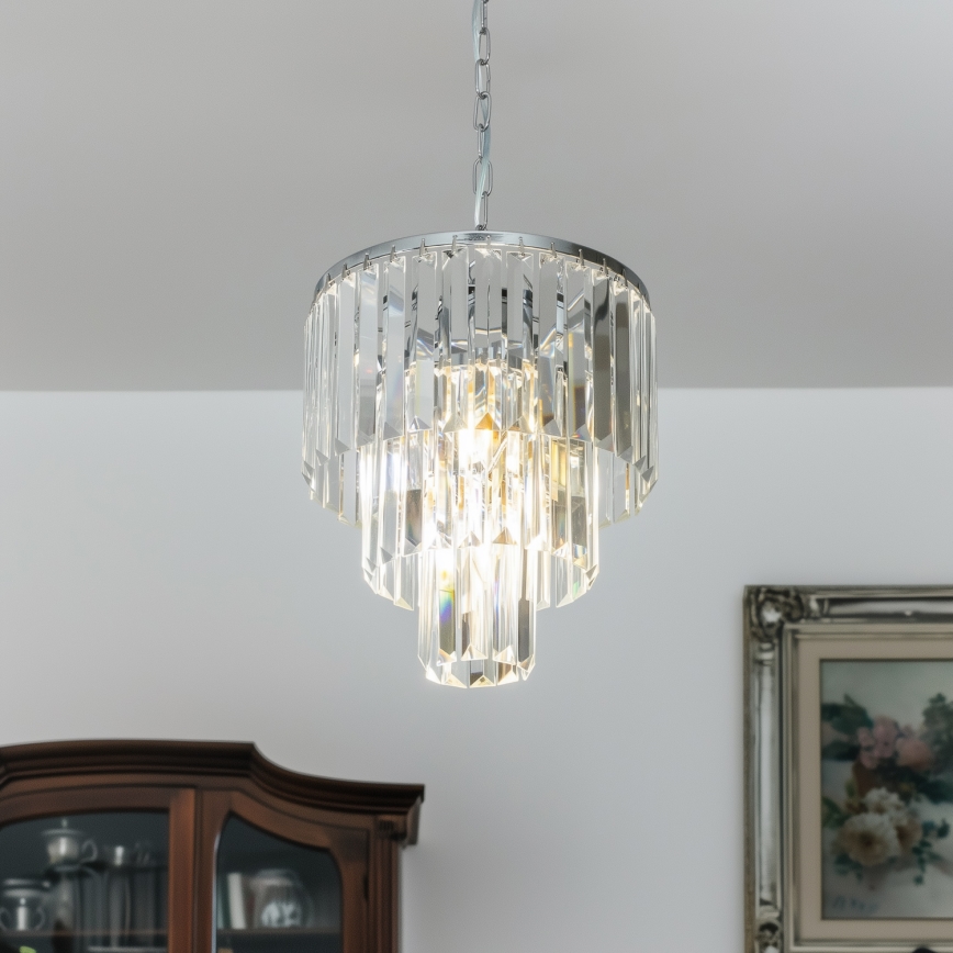 Brilagi - LED Кристален пендел MOZART 4xE14/40W/230V лъскав хром