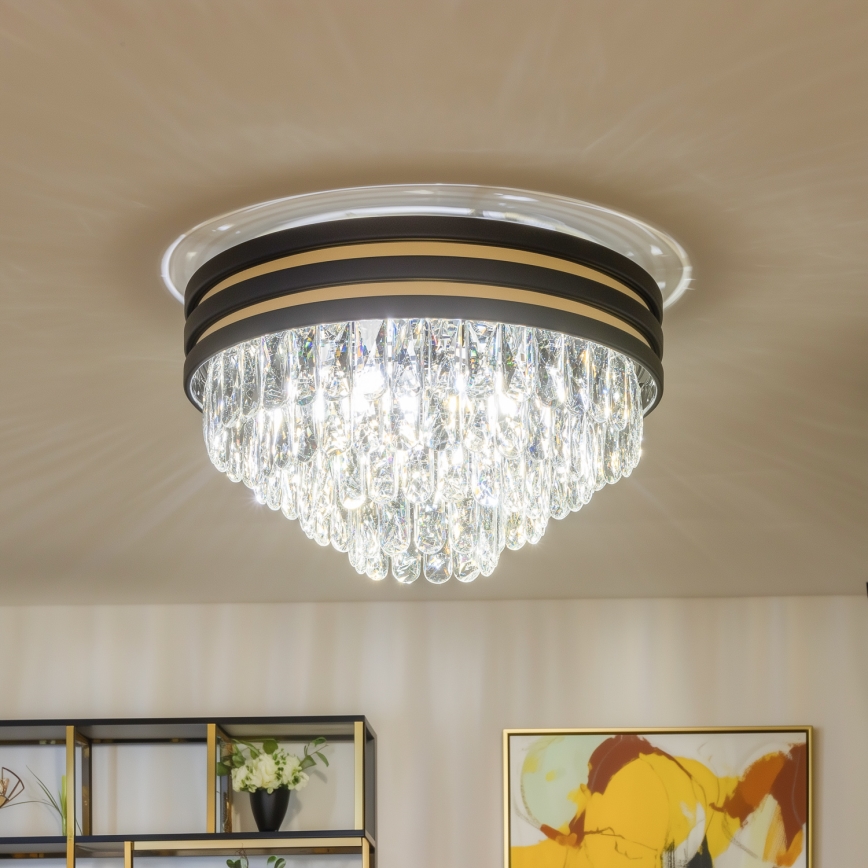 Brilagi - LED кристален таванен полилей VELURE 5xE14/40W/230V диам. 46 см черен