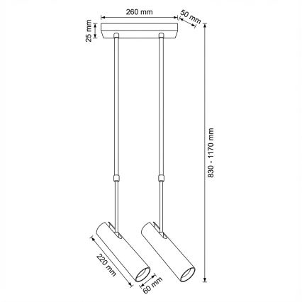 Brilagi - Люстра на прът SELE 2xGU10/30W/230V бяла