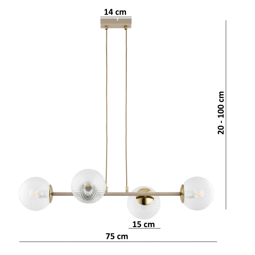 Brilagi - Люстра на кабел STELLA 4xE27/60W/230V бежова/златна