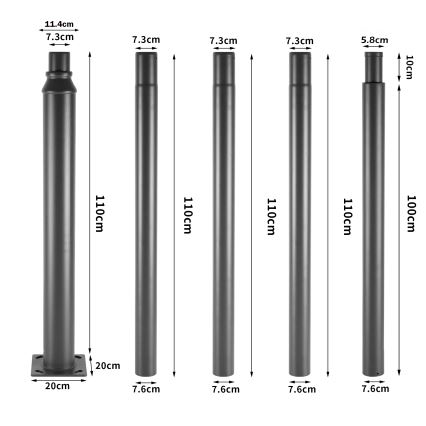 Brilagi - Метален стълб за външно осветление URBAN, 5 м, с диаметър 58 мм, антрацит