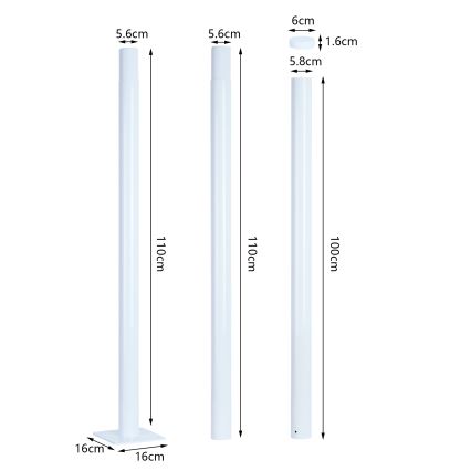 Brilagi - Метална тръба за стълб за външно осветление URBAN 3 м, диаметър 58 мм, бял