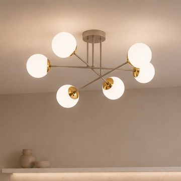 Brilagi - Монтиран таванен полилей MILO 6xE27/60W/230V бежов/златен