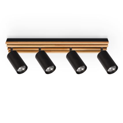 Brilagi - Насочващо осветително тяло SELE WOOD ACOUSTIC 4xGU10/30W/230V черно/дърво
