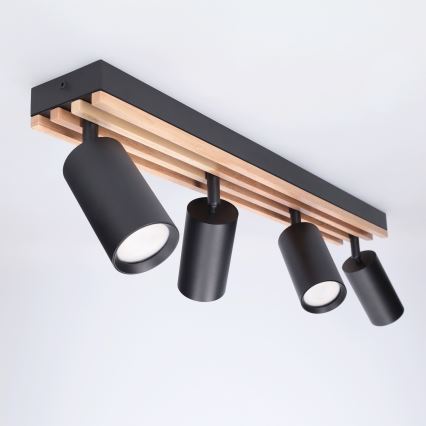 Brilagi - Насочващо осветително тяло SELE WOOD ACOUSTIC 4xGU10/30W/230V черно/дърво
