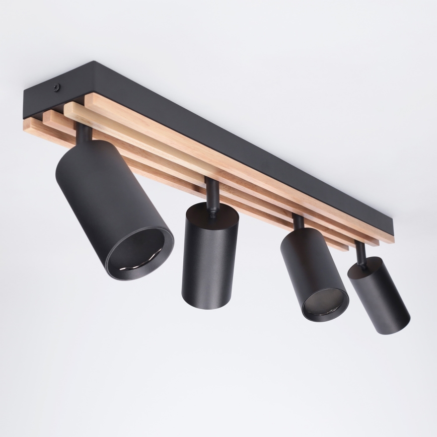 Brilagi - Насочващо осветително тяло SELE WOOD ACOUSTIC 4xGU10/30W/230V черно/дърво