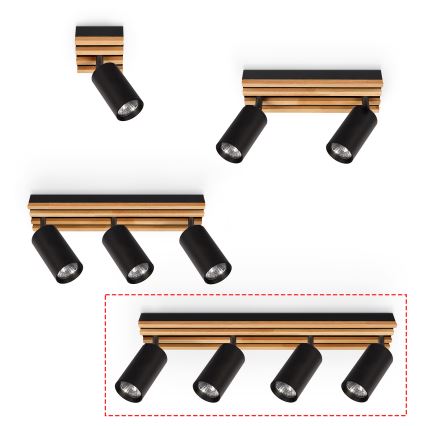 Brilagi - Насочващо осветително тяло SELE WOOD ACOUSTIC 4xGU10/30W/230V черно/дърво