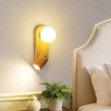 Brilagi - Настенен аплик MODERN WOOD 1xG9/5W/230V + 1xGU10/8W дърво