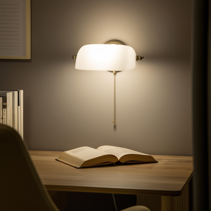 Brilagi - Настенна лампа BANK OFFICE 1xE27/60W/230V месинг/бяла