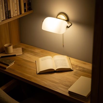 Brilagi - Настенна лампа BANK OFFICE 1xE27/60W/230V месинг/бяла