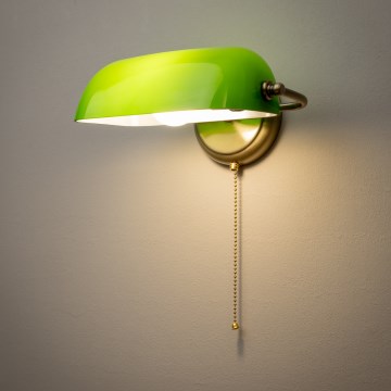 Brilagi - Настенна лампа BANK OFFICE 1xE27/60W/230V месинг/зелена