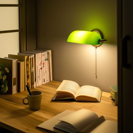 Brilagi - Настенна лампа BANK OFFICE 1xE27/60W/230V месинг/зелена