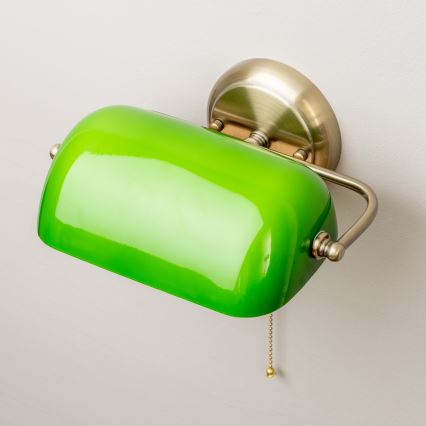 Brilagi - Настенна лампа BANK OFFICE 1xE27/60W/230V месинг/зелена