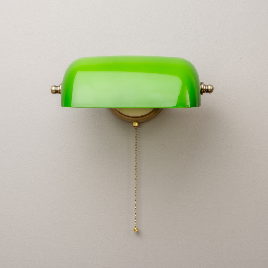 Brilagi - Настенна лампа BANK OFFICE 1xE27/60W/230V месинг/зелена