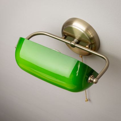 Brilagi - Настенна лампа BANK OFFICE 1xE27/60W/230V месинг/зелена