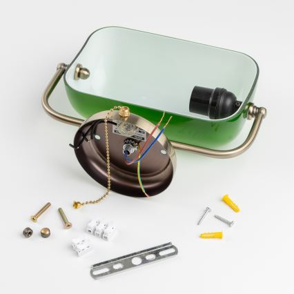 Brilagi - Настенна лампа BANK OFFICE 1xE27/60W/230V месинг/зелена