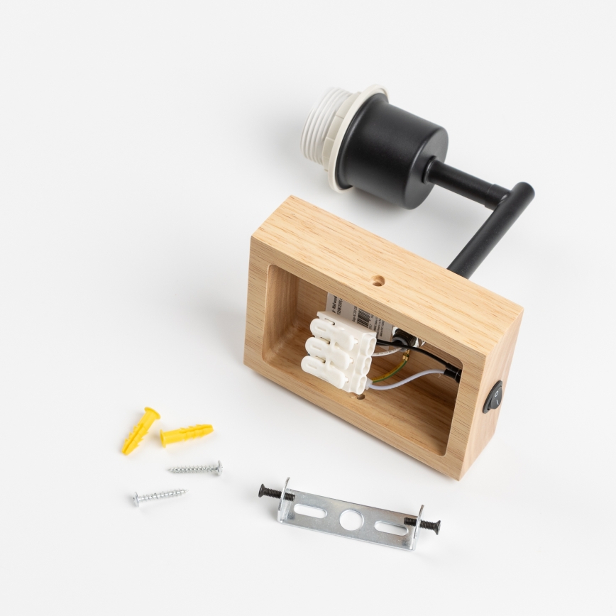 Brilagi - Детска стенна лампа BOBO WOOD 1xE27/25W/230V дъб/черен/бял/розов/феи
