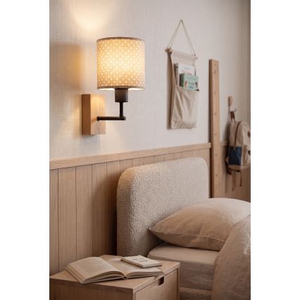 Brilagi - Детска стенна лампа BOBO WOOD 1xE27/25W/230V дъб/черен/бежов/на точки