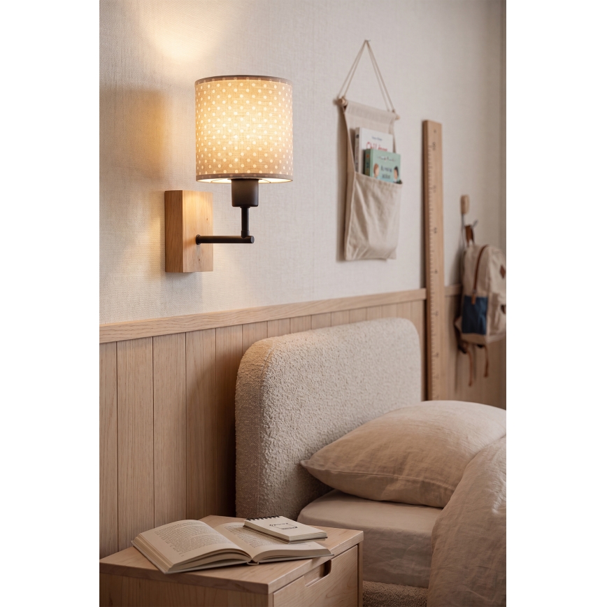 Brilagi - Детска стенна лампа BOBO WOOD 1xE27/25W/230V дъб/черен/бежов/на точки
