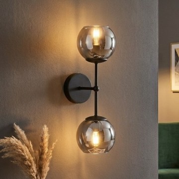 Brilagi - Настенна лампа DIOR 2xE27/60W/230V черна/димно сива