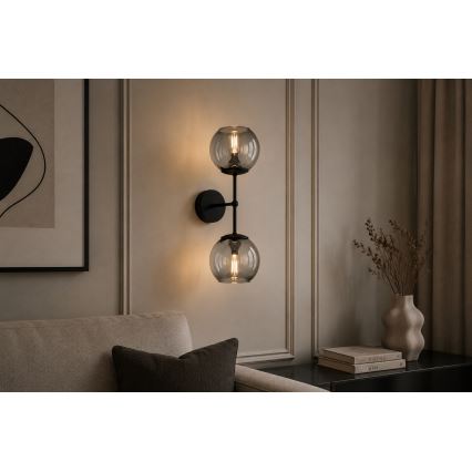 Brilagi - Настенна лампа DIOR 2xE27/60W/230V черна/димно сива