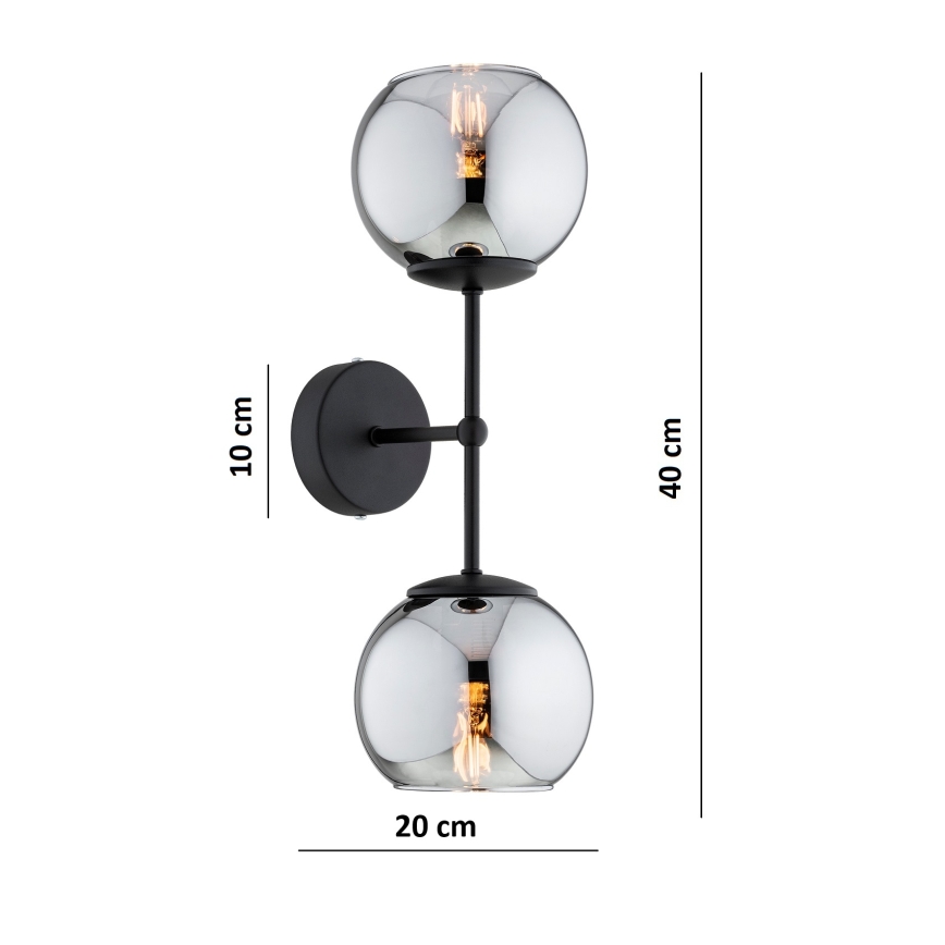 Brilagi - Настенна лампа DIOR 2xE27/60W/230V черна/димно сива