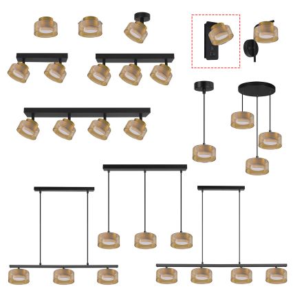 Brilagi - Настенна лампа с USB порт AURA LUX 1xGX53/30W/230V черна/златна