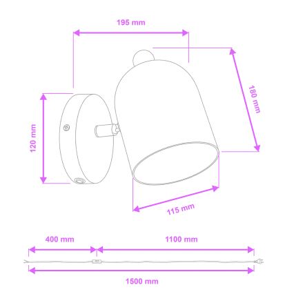 Brilagi - Настенно насочващо осветително тяло GALLION 1xE27/15W/230V зелено