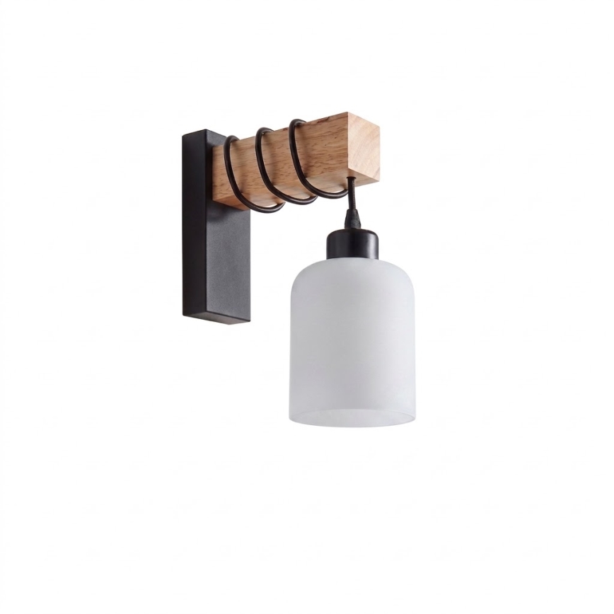 Brilagi - Настенно осветително тяло WOOD GLASS 1xE27/60W/230V бор/черен/бял