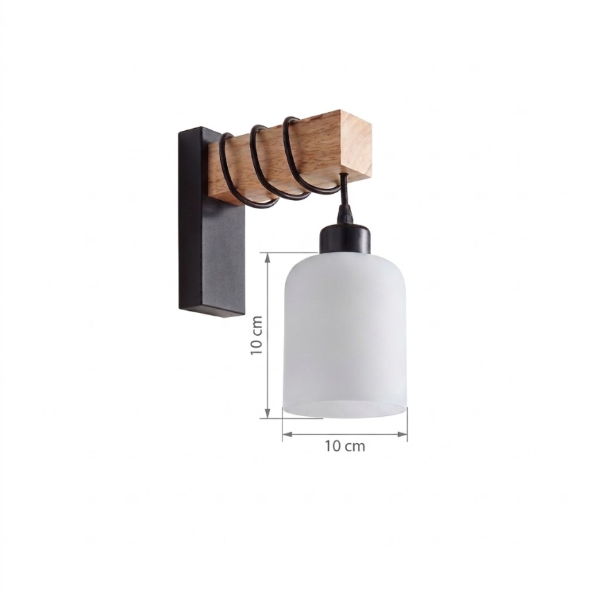 Brilagi - Настенно осветително тяло WOOD GLASS 1xE27/60W/230V бор/черен/бял