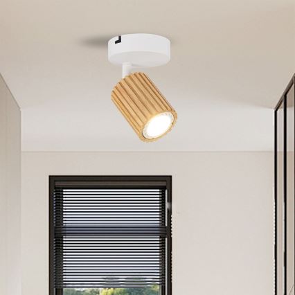 Brilagi - Настенно точково осветително тяло MODERN WOOD 1xGU10/8W/230V дърво/бяло