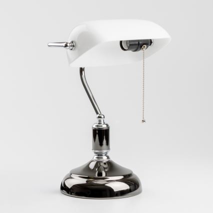Brilagi - Настолна лампа BANK OFFICE 1xE27/60W/230V черна/сребриста/бяла