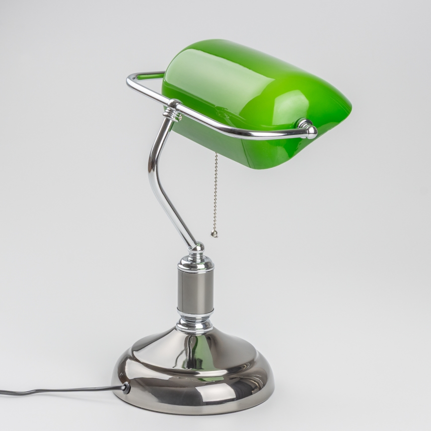 Brilagi - Настолна лампа BANK OFFICE 1xE27/60W/230V черна/сребриста/зелена