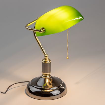 Brilagi - Настолна лампа BANK OFFICE 1xE27/60W/230V черна/златна/зелена