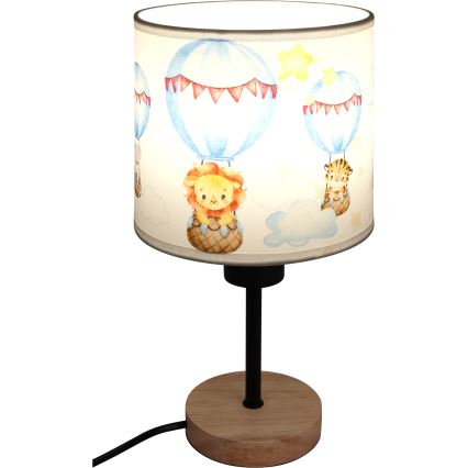 Brilagi - Детска настолна лампа BOBO WOOD 1xE27/25W/230V дъб/черна/бяла/животни