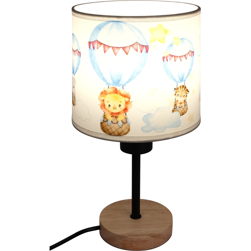 Brilagi - Детска настолна лампа BOBO WOOD 1xE27/25W/230V дъб/черна/бяла/животни