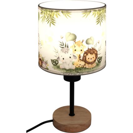 Brilagi - Детска настолна лампа BOBO WOOD 1xE27/25W/230V дъб/черна/бяла/зелена/джунгла