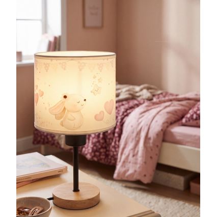 Brilagi - Детска настолна лампа BOBO WOOD 1xE27/25W/230V дъб/черен/крем/зайчета
