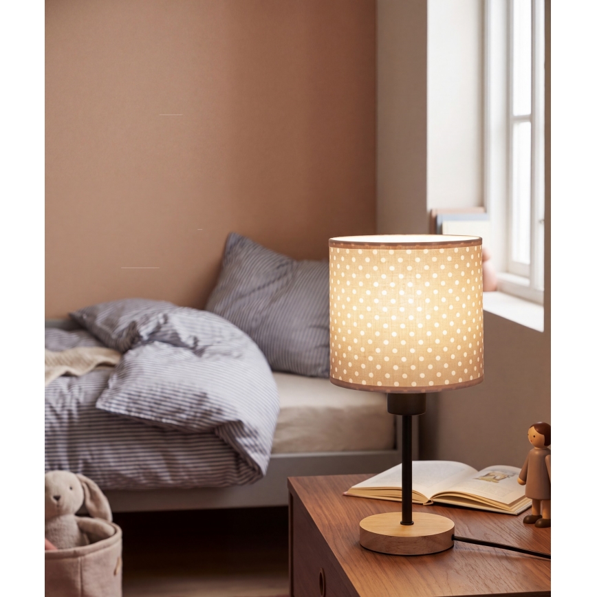 Brilagi - Детска настолна лампа BOBO WOOD 1xE27/25W/230V дъб/черен/бежов/на точки